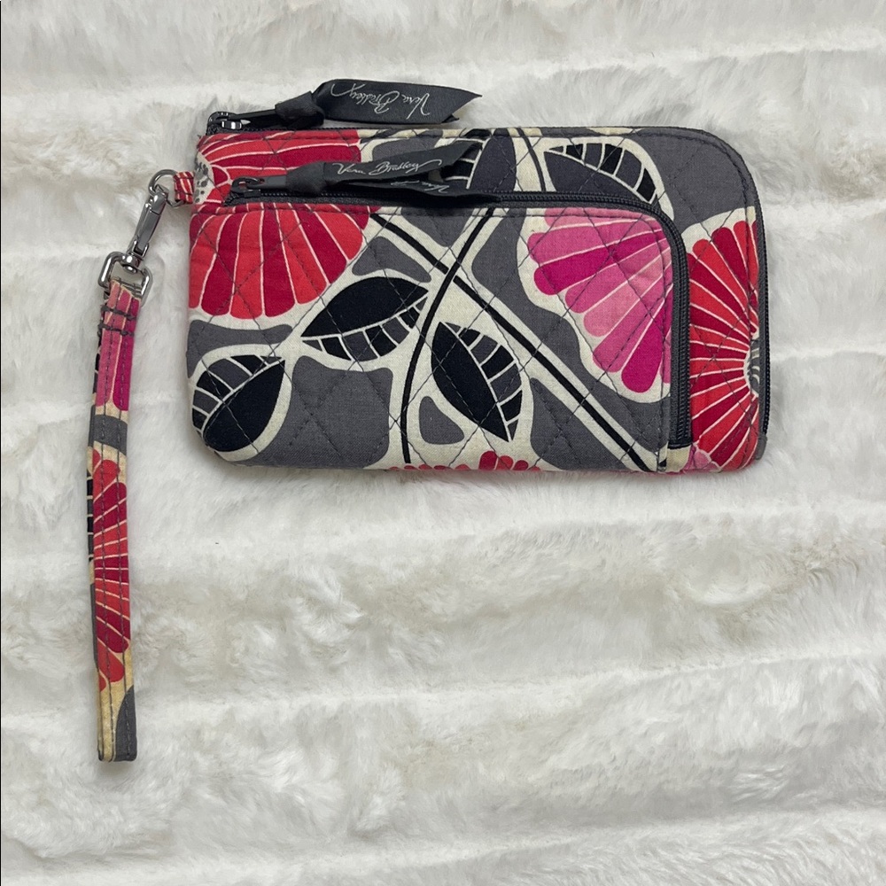 Vera Bradley Black and Pink Floral Wristlet